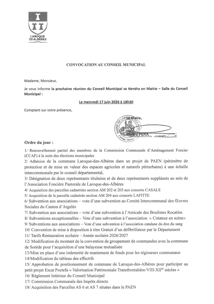 convocation au conseil