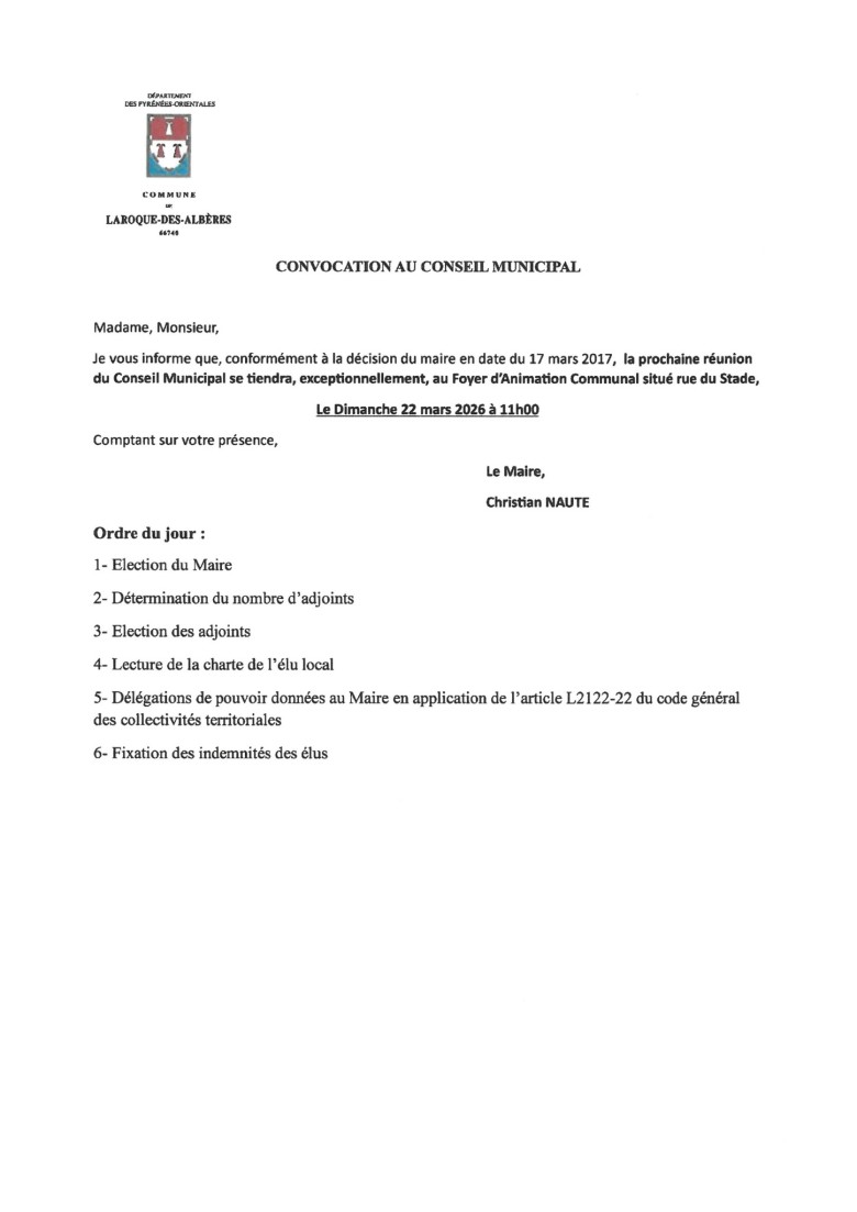 convocation conseil municipal du 22 mars